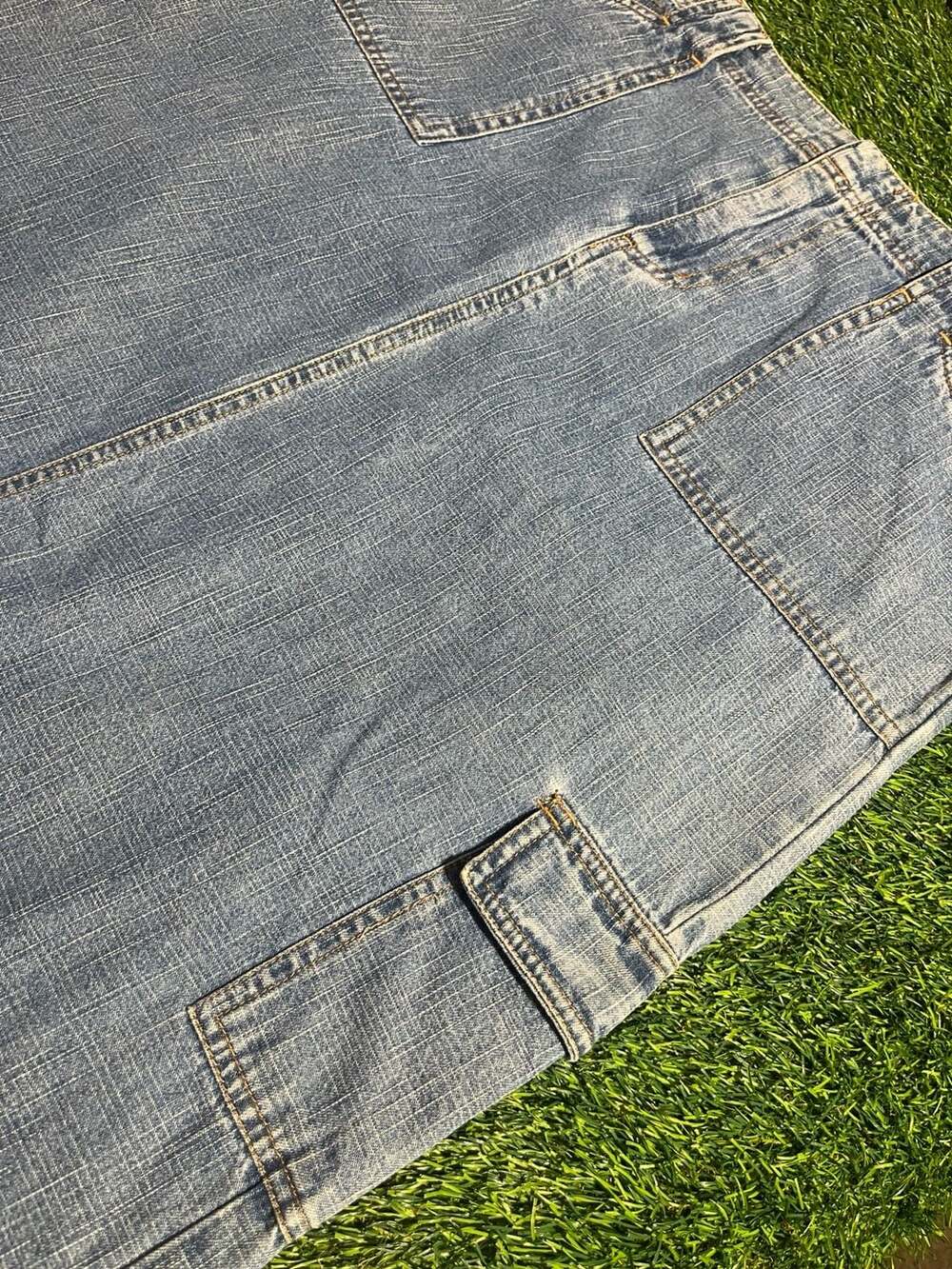 White Stag Denim Skirt Size 12 Petite Blue Light Stonewash Cargo Y2K